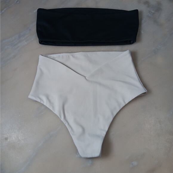 Wave Babe Women's Small Bikini Set Color Block High Waisted - Picture 2 of 4